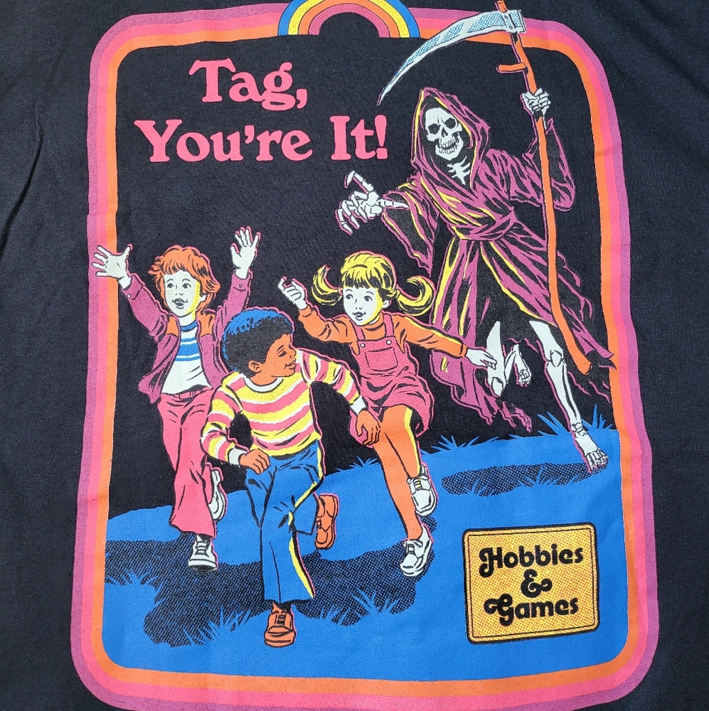 NEW Men's Large Steven Rhodes 'Tag You're It' Tee Shirt in Black